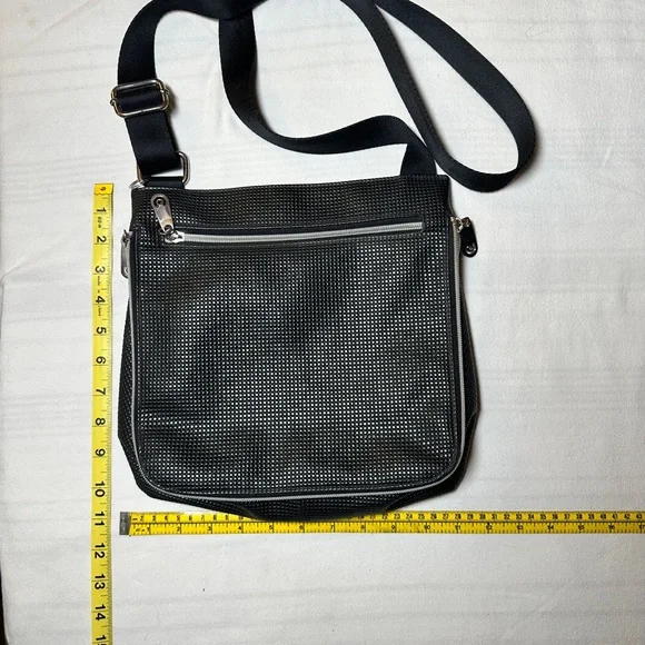 Black Urban Oxide Crossbody Bag with Silver Accents - Picture 2 of 4